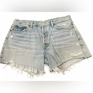 Agolde - women’s Light Blue Frayed Jean Shorts